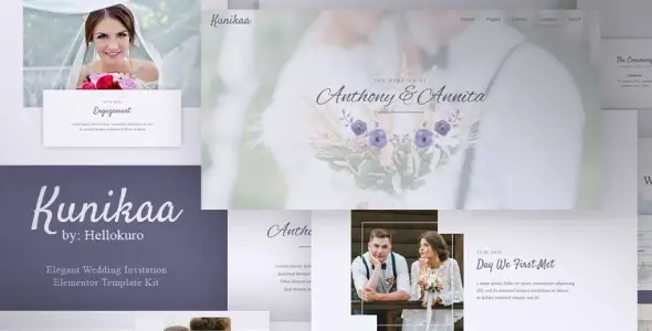 Kunikaa – Wedding Invitation Elementor Template Kit